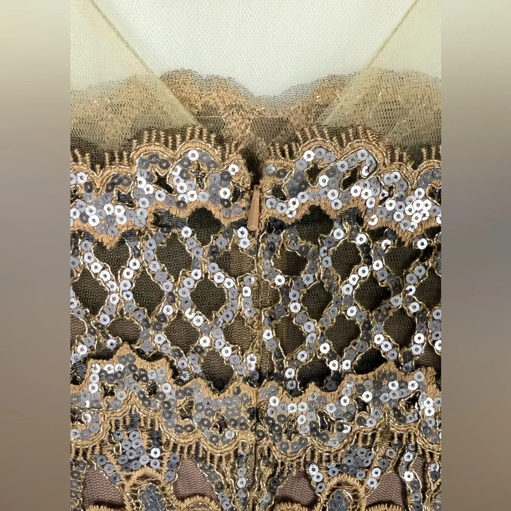 Tadashi Shoji Hawley Sequin Embroidered Gown in copper/rose color Size 10 - Picture 9 of 10
